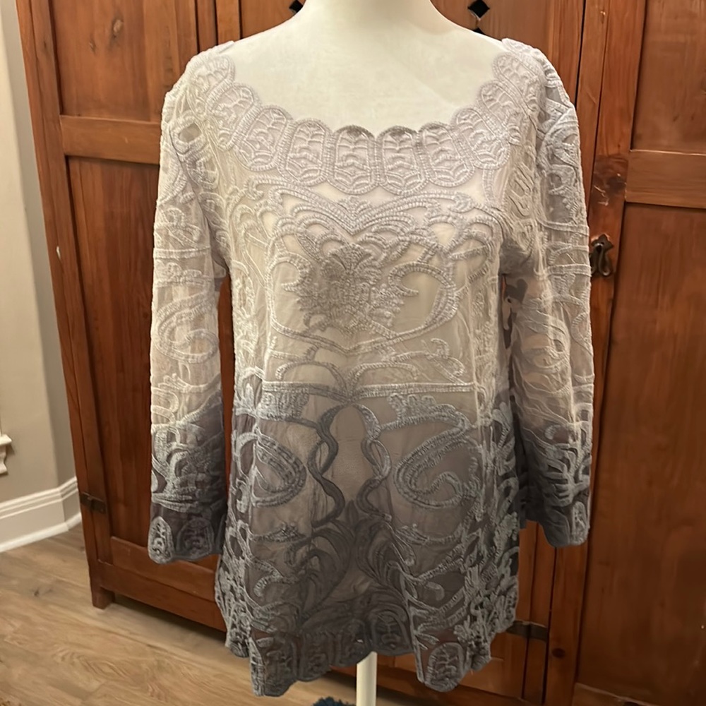 Anthropologie Meadow Rue Caela ombré lace top